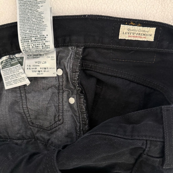 Levi's 501 S Skinny Premium Black 100% Cotton Jeans Size 25 x 28 - Picture 3 of 10
